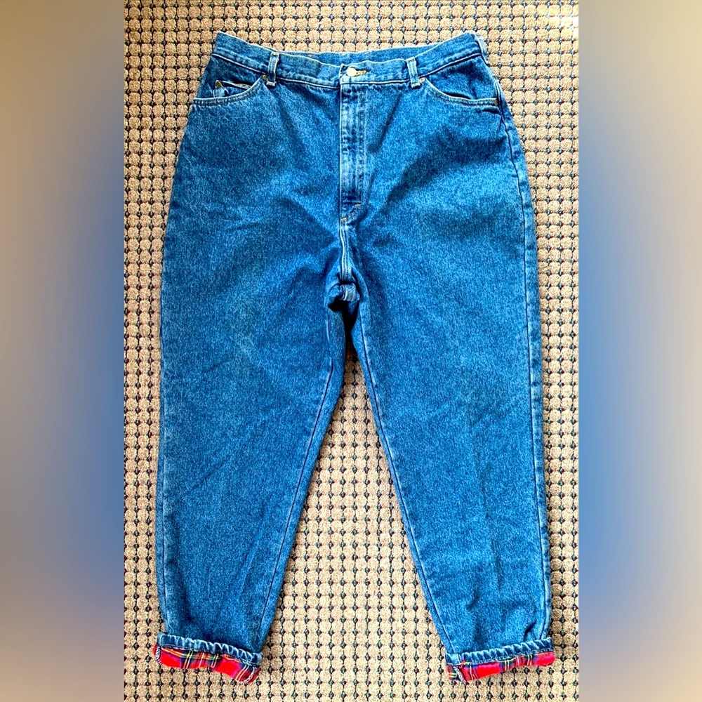 Vintage LL BEAN Insulated Jeans Red Plaid Women’s 20x30 - Men’s 37x30